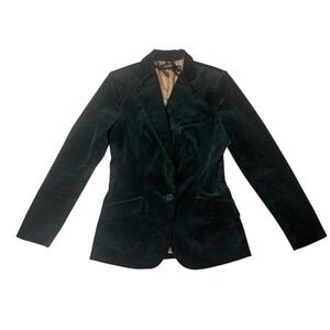 Lauren Ralph Lauren Women's Green Corduroy Blazer Jacket Siz 0 Lined Chain Print